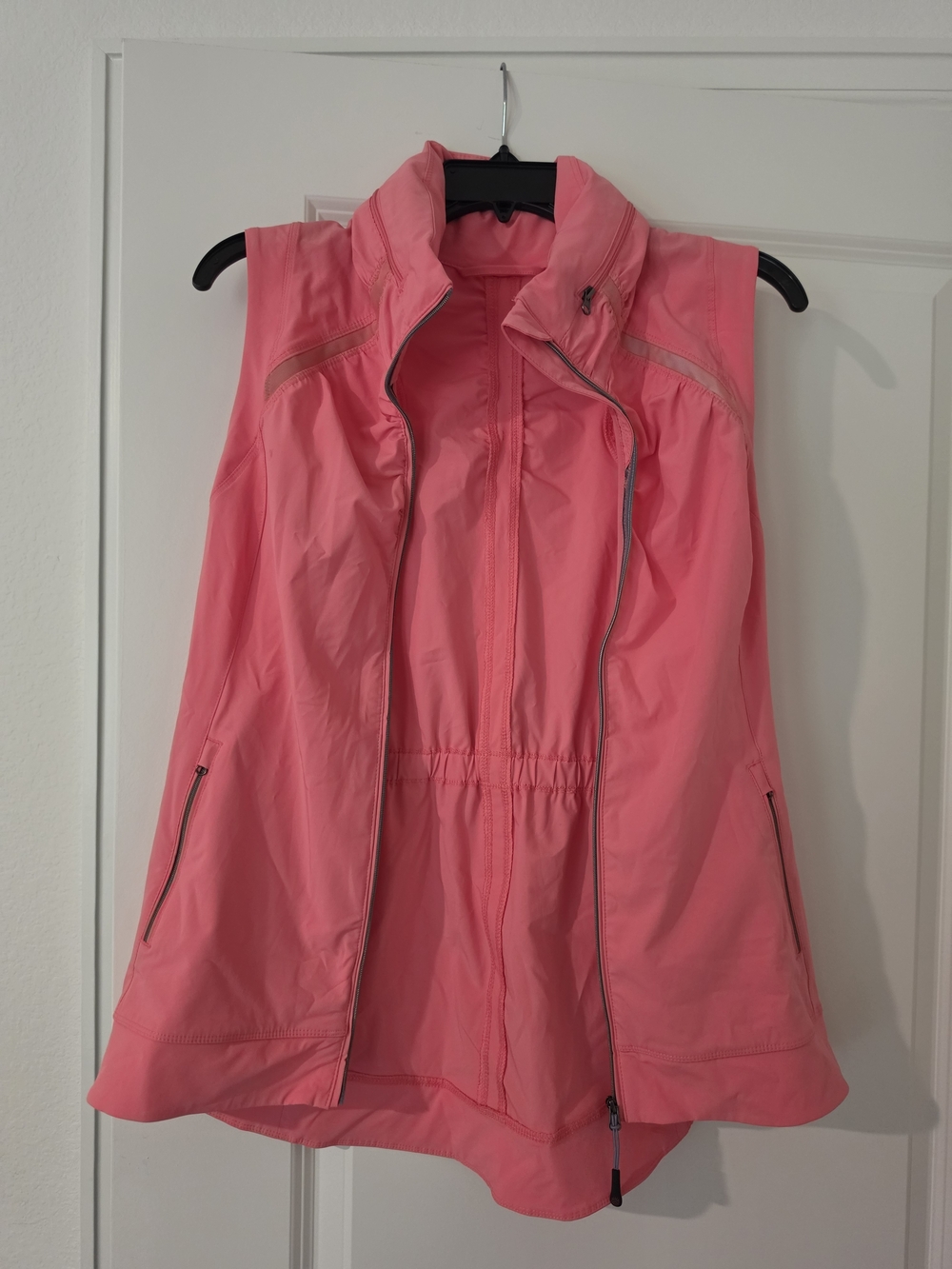 Tangerine Coral Pink Sleeveless Windbreaker Vest